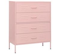 vidaXL Armario de Cajones Aparador Cajonera Librería Alacena Estantería Almacenamiento Organizador Muebles de Acero Rosa 80x35x101,5 cm