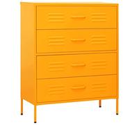vidaXL Armario de Cajones Aparador Cajonera Librería Alacena Estantería Almacenamiento Organizador Muebles de Acero Amarillo Mostaza 80x35x101,5 cm