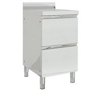vidaXL Armario de cocina comercial con material de acero inoxidable, unidad de almacenamiento de dos cajones, protector contra salpicaduras de 10 cm