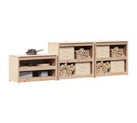 vidaXL Armario de Cocina de Exterior con Estante MEPPEL 3 pcs, Armario de Cocina Exterior, diseño Moderno, almacenaje Rectangular en Madera, Ideal para jardín y terraza