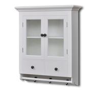 Vidaxl armario de cocina de pared de madera y puerta de vidrio blanco