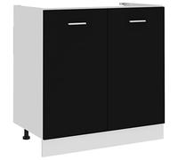 vidaXL Armario de Cocina Muebles Mobiliario Duradero Mesa de Trabajo Almacenamiento Cuencos Platos Ollas Alacena de Contrachapada Negro 80x46x81,5 cm