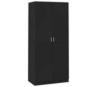 vidaXL Armario de Contrachapada Armario Auxiliar de Contrachapada con 2 Puertas Armario Ropero para Ropa en Dormitorio en Habitación Negro