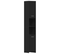 vidaXL Armario de Cuarto de Baño Almacenamiento Almacenaje Mueble Estante para Lavadero Ordenado Robusto Estable Madera Contrachapada Negro 183,5 cm