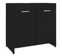 vidaXL Armario de Cuarto de Baño Aseo Almacenamiento Almacenaje Mueble Estante para Lavadero Ordenado Robusto Estable Madera Contrachapada Negro