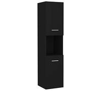 vidaXL Armario de Cuarto de Baño Aseo Inodoro Mueble Mobiliario Almacenamiento Estante para Lavadero Robusto Madera Contrachapada Negro 30x30x130 cm