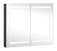 vidaXL Armario de Cuarto de Baño con Espejo y LED Aseo Inodoro Mueble Mobiliario Almacenamiento Estante para Lavadero Robusto 80x12,2x68 cm