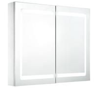 vidaXL Armario de Cuarto de Baño con Espejo y LED Mobiliario Casa Accesorios Muebles Organización Almacenamiento Estilo Moderno Funcional 80x12.2x68cm