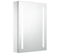 vidaXL Armario de Cuarto de Baño con Espejo y LED Mobiliario Hogar Accesorios Muebles Organización Almacenamiento Estilo Moderno Funcional 50x13x70cm