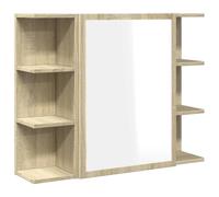 vidaXL Armario de Espejo baño contrachapada Color Roble 80x20,5x64 cm, Armario de Pared para baño, Mueble de baño Colgante, Armario de baño