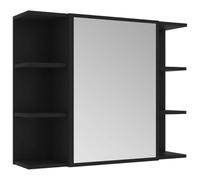 vidaXL Armario de Espejo de Baño Aseo Almacenamiento Almacenaje Mueble Estante para Lavadero Ordenado Robusto Estable Contrachapada Negro 80x20,5x64cm