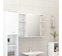 vidaXL Armario de Espejo de Baño Aseo Almacenamiento Almacenaje Mueble Estante para Lavadero Ordenado Robusto Contrachapada Blanco 80x20,5x64cm