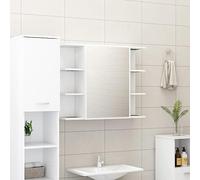 vidaXL Armario de Espejo de Baño Aseo Almacenamiento Almacenaje Mueble Estante para Lavadero Ordenado Robusto Contrachapada Blanco 80x20,5x64cm