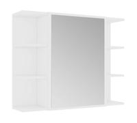 vidaXL Armario de Espejo de Baño Aseo Almacenamiento Almacenaje Mueble Estante para Lavadero Ordenado Robusto Contrachapada Blanco 80x20,5x64cm