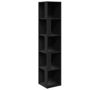 vidaXL Armario de Esquina Estante de Libros Estantería Librería Almacenamiento Adorno Decoración Estudio Madera Contrachapada Negro 33x33x164,5 cm