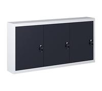 vidaXL Armario de Herramientas de Pared Industrial 3 Puertas con Cerradura del Gabinete Alacena para Taller de Bricolaje Garaje Metal Gris y Negro