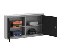 vidaXL Armario de Herramientas Negro y Gris 100 x 20 x 55 cm, Banco de Trabajo, Armario metálico para Herramientas, estantes Ajustables, organización práctica, diseño Moderno