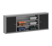 Armario de Herramientas Montado en la Pared con Panel Perforado vidaXL | Gris y Negro | Construcción de Metal Duradero | Estilo Moderno | Ideal para Organizador de Taller, Sala de Manualidades, Balcón