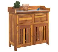 vidaXL Armario de Jardín de Madera Maciza de Acacia Marrón 78 x 36.5 x 78 cm. Almacenamiento Interior Moderno Rectangular, con Montaje en Pared. Se Necesita Montaje. Tiene 2 Puertas Flush, Perillas d