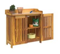 vidaXL Armario de Jardín Marrón de Madera de Acacia Sólida con Mesa de Zinc de 78 x 36.5 cm. Es una solución de Almacenamiento Rectangular Moderna para la Sala de Estar. Se Monta fácil con Dos Perso