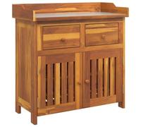 vidaXL Armario de Jardín de Madera Maciza de Acacia Marrón 78 x 36.5 x 78 cm. Almacenamiento Interior Moderno Rectangular, con Montaje en Pared. Se Necesita Montaje. Tiene 2 Puertas Flush, Perillas d