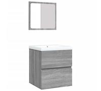 vidaXL Armario de Lavabo con Lavamanos y Espejo Baño Cajones Mueble Armario Aseo Tocador Suspendido Pared Almacenamiento Decoración Gris Sonoma