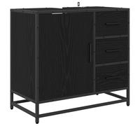 vidaXL Armario de lavabo de estilo urbano industrial, mueble alto para baño, rectangular, de madera de ingeniería, con marco de acero, moderno, con gran puerta con bisagras