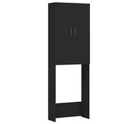 vidaXL Armario de Lavadora Cuarto de Baño Aseo Inodoro Secadora Estante Estantería Muebles Mobiliario Colada Almacenaje Negro 64x25,5x190 cm