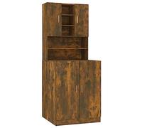 vidaXL Armario de Lavadora Cuarto de Baño Aseo Inodoro Secadora Estantería Estante Muebles Colada Almacenaje Madera Contrachapada Color Roble Ahumado