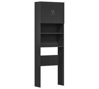 vidaXL Armario de Lavadora Madera ingeniería Negro 64x24x190 cm, Armario de Lavadora, Armario de lavandería, Armario de lavandería