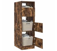 vidaXL Armario de lavandería con Puerta Roble Ahumado 50 x 68 x 162 cm, Baño, Rectangular, Moderno, Duradero, Amplio Almacenamiento, Diseño Innovador, Funcionalidades Prácticas, Eficiente en Espacio,