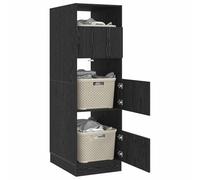vidaXL Armario de lavandería con Puerta Roble Negro 50 x 68 x 162 cm, Baño, Rectangular, Moderno, Duradero, Amplio Almacenamiento, Diseño Innovador, Funcionalidades Prácticas, Eficiente en Espacio, E
