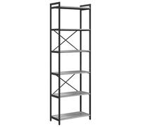 vidaXL Armario de Libros Gris Sonoma 60 x 30 x 188 cm, con estantes en Niveles, Patas Ajustables, Estructura de Madera y Acero, Ideal para Interiores, Estilo Industrial. Estantería de Metal Resistent