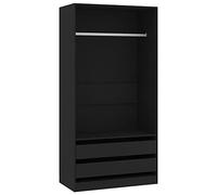 vidaXL Armario de Contrachapada Mobiliario Casa Hogar Ropero Almacenamiento Decoración Robusto Estable Espacioso Práctico Compacto Negro 100x50x200cm