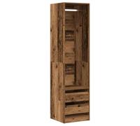 vidaXL Armario de madera de ingeniería, 50 x 50 x 200 cm, acabado de madera antigua, armario moderno para dormitorio con barra para colgar y estante