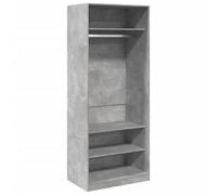 vidaXL Armario de Madera de ingeniería Gris hormigón 80x50x200 cm, Armario de almacenaje, Armario de Dormitorio, Almacenamiento Armario