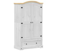 vidaXL Armario de madera de pino maciza blanca, madera de ingeniería, metal