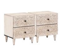 vidaXL Armario de Noche 2 pcs 40x33,5x46 cm Madera de Mango Maciza, Sala de Estar, Rectangular, Asientos cómodos para reuniones Familiares, decoración Elegante, diseño versátil para Cualquier Espacio