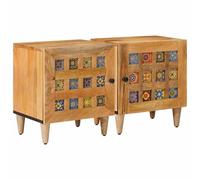 vidaXL Armario de Noche 2 pcs Natural 40 x 33,5 x 46 cm, Mesita de Noche Rectangular, con Gran Espacio, Mueble de Madera, gabinete Compacto, Toque Decorativo