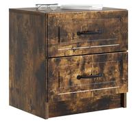 vidaXL Armario de Noche 2 pcs Roble Ahumado 43 x 34,5 x 44,5 cm, Gabinete de Noche Vintage, Organizador Rectangular Compacto para el Dormitorio, Mueble Funcional con Amplio Almacenamiento