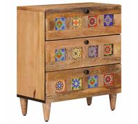 vidaXL Armario de Noche 50 x 33 x 62 cm Madera de mango , Mesita de Noche Elegante, Mesa , Almacenamiento de Madera de Mango de la Cama, Organizador de Dormitorio Minimalista