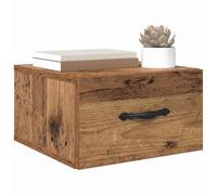 vidaXL Armario de Noche con cajón 2 pcs Madera Vieja 35 x 35 x 20 cm, Mueble de Dormitorio rústico, Estante de Pared, Armario Que Ahorra Espacio, solución para organización