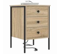 vidaXL Armario de Noche con cajón 2 pcs Roble Sonoma 42 x 41 x 61 cm, Mesita rústica, Muebles de Almacenamiento compactos, Mesa de Madera para Dormitorio, soluciones de Carga, Organiza tu Espacio