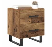 vidaXL Mesita de Noche de Madera Antigua 40 x 35 x 47.5 cm, Acabado Mate Rústico, Construida con Cajones Que se Deslizan Suave, Ideal para el Dormitorio, Pieza Única con Patas Cuadradas y Accesorios