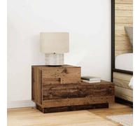 vidaXL Armario de Noche con cajón Madera vieja 70 x 36 x 40,5 cm, Mesita de noche rústica, mesa de madera con cajones, luz LED en el dormitorio, gabinete de cama compacto, encanto en muebles