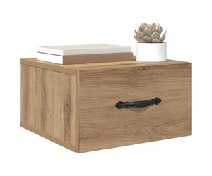 vidaXL Armario de Noche con cajón Roble Artisan 35 x 35 x 20 cm, Almacenamiento de Dormitorio, gabinete rústico en la Pared, mesita de Noche ahorradora de Espacio, con cajón
