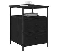 vidaXL Armario de Noche con cajón Roble Negro 34 x 35,5 x 50 cm, Mesita de Noche rústica, práctico Mueble de Almacenamiento, Organizador de Madera, para Dar Estilo a tu habitación