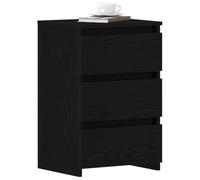 vidaXL Armario de Noche con cajón Roble Negro 40 x 35 x 62,5 cm, Mesita rústica, Mesa de Noche, Muebles de Dormitorio, Almacenamiento Compacto, Esenciales nocturnos