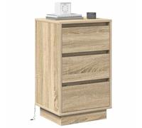 vidaXL Mesita de Noche con Luz LED Roble Sonoma 39 x 34,5 x 65 cm Madera Ingenierizada Mesa Moderna Ideal para Almacenar en el Dormitorio con un Cajón Pequeño