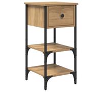 vidaXL Armario de Noche de Rojo Artesanal 34X36X70 cm de Madera Engineered Moderno Mesita con Cajones y Estantes para Mesa de Dormitorio Pequeño Mueble de Madera Compacto Lado Adulto Marco de Metal